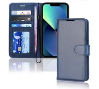 SUBZONAL-Etui iPhone iPhone 14 Plus Portefeuille - Housse en Cuir avec Rabat de Protection, Fentes pour Cartes, Béquille et Dragonne, Cuir PU Bleu Compatible avec iPhone 14 Plus 6.7