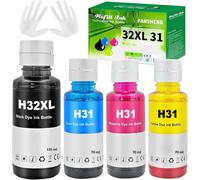 SUBZONAL-FANSHENG 32XL 31 Encre Compatible avec HP 32XL 31 Bouteille d'encre Multipack pour Smart Tank 5105 7005 7006 7305 7306 7605; Smart Tank Plus 315 319 455 515 (4 Pack Noir/Cyan/Magenta/Jaune)