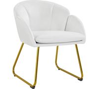 SUBZONAL-Fauteuil de Chambre à Coucher, Salon, rembourré, Haut Moderne, Ergonomique, en Velours, avec Dossier Circulaire, accoudoirs, Pieds en métal, Charge 136 kg Blanc
