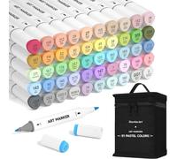 SUBZONAL-Feutre à Alcool Pastel, 50 Couleurs, à Double Pointe avec 1 Mélangeur et 1 Etui de Rangement, Marqueurs de Dessin Parfait pour Animation Art Esquisse Manga