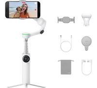 SUBZONAL-Flow 2 Pro Blanc Pack créateur - Stabilisateur IA Pliable pour téléphone, Apple DockKit, Suivi 360°, Perche à Selfie et trépied intégrés, MagSafe, lumière Spotlight pour vlog/Voyages