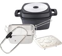 Subzonal-Foodies Set De Casseroles 5 Pièces En 1 Set Multifonction En Fonte D'aluminium Cuisson, Griller, Rôtir Et Cuire À La Vapeur Accessoires Inclus Pour Tous Les Types De Plaques De