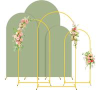 Subzonal-Fuhsy Lot De 3 Supports Pour Arche De Mariage Et Housse D'arche Vert Sauge De 1,2 M, 1,5 M, 1,8 M En Métal Stable Avec Housse De Fond En Élasthanne Pour Fête D'anniversaire, Fête Prénuptiale
