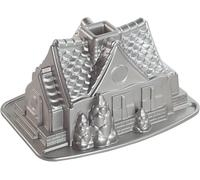Subzonal-Gingerbread House Bundt Pan, Seasonal Christmas Aluminium Bundt Tin, Bundt Cake Tin With Pattern, Cake Mould, Colour: Silver