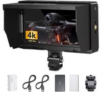 SUBZONAL-Godox GM55 5,5 Pouce 4k Externe Caméra Moniteur avec Batteria Écran Tactile 410nit DSLR Camera Field Monitor 1920x1080 IPS HDMI 3D LUT avec NP-F550 Batteria Pare-Soleil de Terrain pour Micro