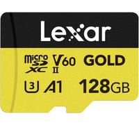 SUBZONAL-GOLD Carte Micro SD 128Go, carte mémoire flash microSDXC UHS-II, carte microSD V60, U3, A1, C10, lecture jusqu'à 280Mo/s, pour drone/caméra d'action/appareil de jeu UHS-II (LMSGOLD128G-BNNNG