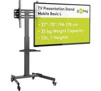 SUBZONAL-Goobay 59507 Support TV Mobile avec roulettes pour TV et moniteurs Entre 37" et 70" (94-180 cm) / inclinable et réglable en Hauteur/Support TV Plat & Curved jusqu'à 35 kg