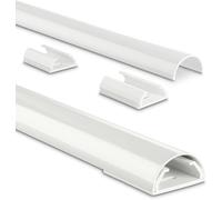 SUBZONAL-Goulotte Passe-Câbles Aluminium Anodisé (Cache-Câble Mural ou au Sol, Moulure Décorative en Demi-Rond, Rangement de Câbles Design, Protection de Câble, 1.8x3.3x110cm, pour 5 câbles) Blanc