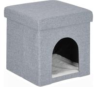 Subzonal-Grotte Pour Chat Et Petit Chien, Tabouret Pratique, Lieu De Refuge, Hxlxp : 38,5 X 37 X 37 Cm, Gris Clair