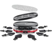 SUBZONAL-H.Koenig Appareil à raclette Multifonction 8 personnes Professionnel RP412, Pierre naturelle, 6 mini crêpes pancakes, Grill, Raclette fromage fondue, 8 poêlons antiadhésifs