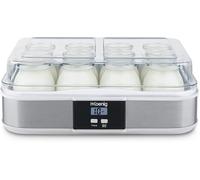 SUBZONAL-H.KOENIG Yaourtière 12 pots ELY120, Capacité 12 x 160 ml, Programmable, Ecran LCD, Corps en Acier Inoxydable, Sans BPA, Compatible au lave vaisselle, Arrêt Automatique, Puissance 21,5 Watts