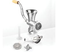 SUBZONAL-Hachoir à viande taille n° 8 ¿ hachoir avec couteau, idéal pour la viande et les légumes, incl. embout pour pâtisserie et poussoir ¿ Aluminium