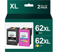 SUBZONAL-HALLOLUX 62XL Cartouches d'encre Remplacement pour HP 62 62XL 62 XL pour HP Envy 5540 5640 5642 5644 5646 7640 5660 7644 pour OfficeJet 250 200 5740 5742 (Noir Couleur, 2-Pack)