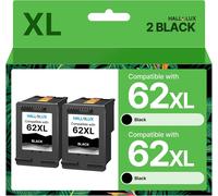 SUBZONAL-HALLOLUX 62XL Compatible Cartouches d'encre Remplacement pour HP 62XL 62 XL pour HP Envy 5540 5544 5545 5548 5640 5642 5644 5646 7640 7645 pour OfficeJet 200 250 5740 5742 5744 (Noir, 2-Pack