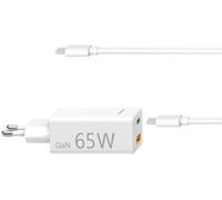 Subzonal-Hama 65w Chargeur Rapide Type C Pour Pc Portable, Iphone, Samsung, Smartphone, Macbook - Technologie Gan, Pd + Qc 3.0 Recharge Optimisée Câble Type C Inclus Blanc