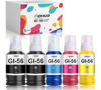 SUBZONAL-hehua GI-56 GI56 Encre Compatible Remplacement Cartouche Canon GI-56 GI56 Multipack pour Canon MAXIFY GX3050 GX4050 GX5050 GX6050 GX7050 (Noir/Cyan/Magenta/Jaune, 5 Pack)