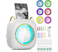 SUBZONAL-heuchaey Imprimante Photo Portable,Mini imprimante Thermique instantanée sans Fil Bluetooth avec LED à Sept Couleurs,Imprimante pour Photos Liste d'étiquettes avec 10 Rouleaux de Papier Ther