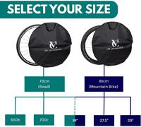 Subzonal-Housse De Rangement De Sac De Roue De Vélo Étanche Vtt, Route Ou Gravel 650b. 700c. 26"" 27.5"" 29"" Paire De Roues De Vélo Étui De Voyage De Transport (Noir, 81cm (Vtt) X1)