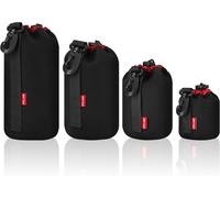 SUBZONAL-Housse Objectif/Poche Lentille Epais pour Protéger l'Objectif, Etui Objectif Neoprène avec Un Intérieur en Peluche Noir Epais et Doux pour Canon, Nikon, Tamron, Sigma, etc.(4 Pack)