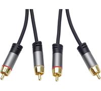 SUBZONAL-HQ Câble Cinch, 2X Fiche Cinch vers 2X Fiche Cinch, Câble de Connexion Audio Vidéo, pour TV Téléphones Portables MP3 HiFi, Blindé, Connecteur Métal, M/M, Longueur 1,5 m