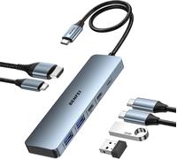 SUBZONAL-HUB USB C HDMI 4K@60Hz avec 10Gbps USB-A USB-C, PD100W, Adaptateur USB C vers HDMI USB 3.2 Compatible avec iPhone 16 Plus Pro Max 15 MacBook iPad Pro Air Surface Galaxy S24 Steam Deck