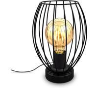 Subzonal-I Lampe De Table Cage Métallique I Douille E27 I Interrupteur À Câble I Lampe De Table Design Industriel Vintage I Hauteur 25,6 Cm I Noir I Livrée Sans Ampoule