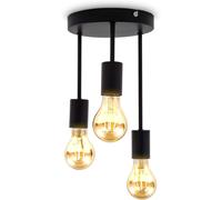 Subzonal-I Plafonnier Rétro 3 Douilles E27 I Noir Mat I Métal I Ø19 X 31 Cm I Livré Sans Ampoules