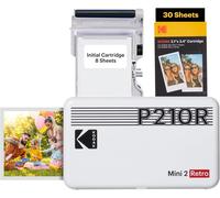 SUBZONAL-Imprimante photo portable KODAK Mini 2 Retro 4PASS (5,3 x 8,6 cm) + paquet de 68 feuilles, blanc