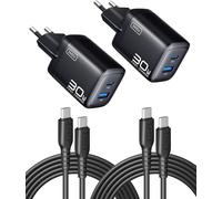 SUBZONAL-INIU Chargeur USB C, 30W 2-Port USBC + USBA Prise USB-C Chargeur Rapide iPhone avec Câble USBC, Multi Secteur PD Type C Adaptateur pour iPhone 16 15 Pro Max, iPad Air, Samsung Galaxy S25 S24