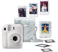 SUBZONAL-instax mini 12 bundle contient : Appareil photo, étui pour appareil photo prêt à l'emploi, mini album photo en finition marbre blanc, 1 x 10 films instantanés mini bordure blanche, autocolla