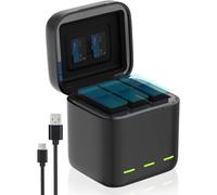 SUBZONAL-Jeebel Chargeur Batterie pour GoPro Hero 12/11/10/9 Black ¿ 3-Canaux Adaptateur de Boîte Compact avec Charge Rapide 2,4A & Câble USB-C ¿ Compatible avec Batterie d¿Origine GoPro Hero (sans B