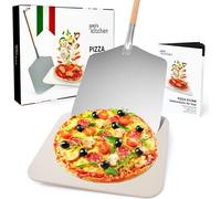SUBZONAL-Joeji's Kitchen Pierre pour Pizza & Pelle en aluminium pour Pizza - Pierre a pizza barbecue Pierre pour cuisson croustillante adaptée pour four et grill