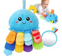 SUBZONAL-Jouet Bebe 0-3 6 Mois, Pieuvre Jouet Sensoriel Bebe avec Anneau Dentition Bebe, Miroir, Pouet Couineur, Tummy Time Jeux d eveil Bebe 0-6 Mois, Cadeau Naissance Fille Garcon