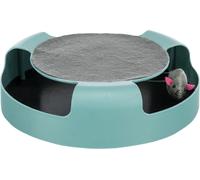 SUBZONAL-Jouets pour chats « »Catch the Mouse« » - Souris cachée à l'intérieur et pivotante - surface à gratter sur le dessus - rouge ou vert - choix aléatoire - plastique/peluche - ø 25 x 6 cm - 414