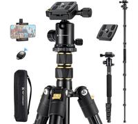 SUBZONAL-K&F Concept Trépied Appareil Photo pour Smartphone, 184cm Trépied Monopode avec Tête Panoramique 360° et Arca Swiss, Clip pour Smartphone, Télécommande sans Fil, Sac de Voyage, 20kg Charge M