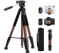 SUBZONAL-K&F CONCEPT Trépied Appareil Photo pour Smartphone 190cm, S255A3+BV01 Trépied Léger avec Clip de Téléphone, pour DSLR Nikon Canon Sony, iPhone, Samsung, Télécommande Bluetooth