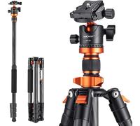 SUBZONAL-K&F Concept Trepied Carbone Monopode Appareil Photo 160cm, Trépied Professionel Compact SA254C4 pour DSLR, Trepied Voyage Leger 4 Sections avec Rotule Metal Sac Transport Inclus Max:10kg