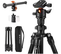SUBZONAL-K&F CONCEPT Trépied d'appareil Photo et Smartphone avec Bras d'extension 195cm, Aluminium léger et Compact, Compatible avec Canon Nikon Sony DSLR iPhone Samsung, Tête sphérique à 360°, 8kg C