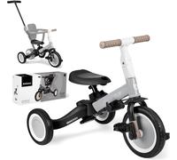 Subzonal-Kikkaboo Tricycle Bébé Évolutif 5 En 1 Flip, Vélo Enfant 1 À 5 Ans Convertible En Draisienne Avec Siège Et Guidon Réglables, Gris