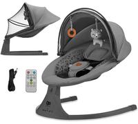 Subzonal-Kinderkraft Lumi 2 Transat Bébé, Balancelle Bebe Electrique De La Naissance À 9 Mois, Réglable Hauteur, 5 Modes Du Balancement, 12 Mélodies, Arche Avec Jouets, Gris Foncé
