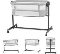 Subzonal-Kinderkraft Neste Up 2 Lit Bébé Cododo, Lit Bebe Avec Matelas De La Naissance, Réglage De La Hauteur, Facile Adapter Au Lit Du Parent, Pieds Réglables, Gris Clair