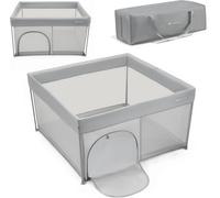 SUBZONAL-Kinderkraft ZIKI Parc bébé, Jusqu'à 4 ans, Pliage rapide, Sac de transport inclus, Cadre en acier robuste, Maille respirante sur les côtés, Gris