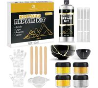 Subzonal-Kintsugi Kit De Réparation - 50 Ml De Colle Dorée Kintsugi - Kit De Réparation En Céramique De Qualité Alimentaire - Colle À Porcelaine Dorée Pour Réparer La Céramique Cassée, Le Verre, La P