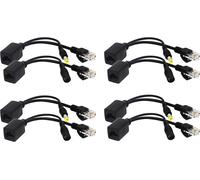 SUBZONAL-Kit d'injecteur PoE Passif et séparateur PoE avec Ethernet RJ45 et Alimentation Via Un connecteur Adaptateur F/M 5,5 x 2,2 mm ¿Noir 4 Paires