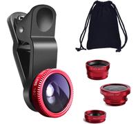 Subzonal-Kit Objectif 3 En 1 Universel Fisheye Et Macro Pour Ipad, Iphone 7, 6, 5, Samsung, Blackberry, Htc Et La Plupart Des Smartphones (Rouge)