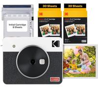 SUBZONAL-KODAK Mini Shot 3 Retro 4Pass 2-in-1 Appareil Photo Instantané et Imprimante Photo Portable (7,6x7,6cm) + Paquet avec 68 Feuilles, Blanc