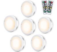 Subzonal-Lampe De Placard Spot Led Murale Telecommande Sans Fil 6pcs Lampes Armoire Veilleuse Pour Escalier Miroir Cuisine Vitrines Cabinet (Blanc)