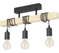 Subzonal-Lampe De Plafond Townshend 3, Plafonnier Vintage À 3 Flammes Au Design Industriel, Suspension Rétro En Acier Et En Bois, Noir, Marron, Certifié Fsc, Douille E27