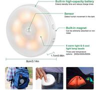 Subzonal-Lampe Detecteur De Mouvement Interieur, Veilleuse Led, Rechargeable Par Usb Lampe Sans Fil, 3 Couleurs Et 4 Modes, Pour Escalier, Placard, Couloir, Armoire, Placard, Cuisine, Chambre, Lot De