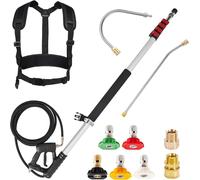 SUBZONAL-Lance Télescopique pour Nettoyeur Haute Pression 6 m, Aluminium, avec 2 Baguettes d'Extension, 5 Embouts de Buse, 2 Coupleurs et Ceinture de Support, 280 Bar